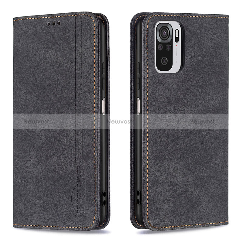 Leather Case Stands Flip Cover Holder B15F for Xiaomi Redmi Note 10 4G