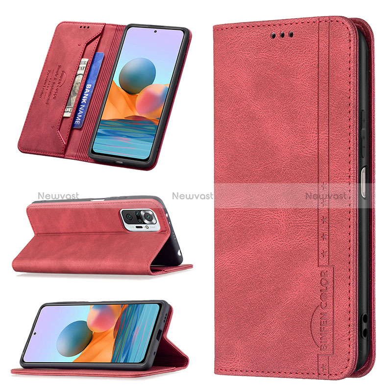 Leather Case Stands Flip Cover Holder B15F for Xiaomi Redmi Note 10 Pro 4G