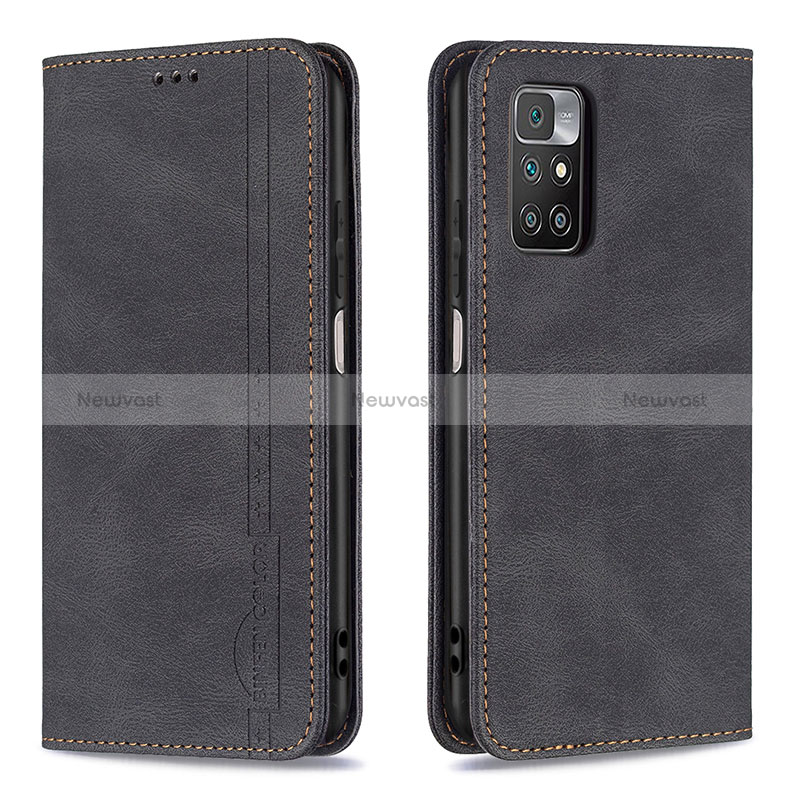 Leather Case Stands Flip Cover Holder B15F for Xiaomi Redmi Note 11 4G (2021) Black