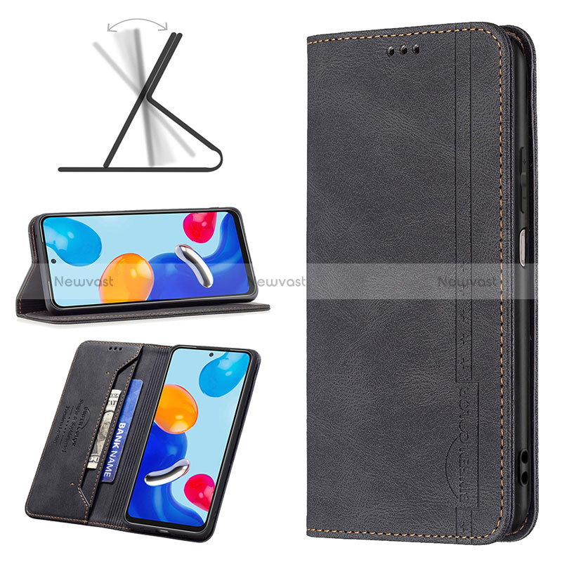 Leather Case Stands Flip Cover Holder B15F for Xiaomi Redmi Note 11 4G (2022)