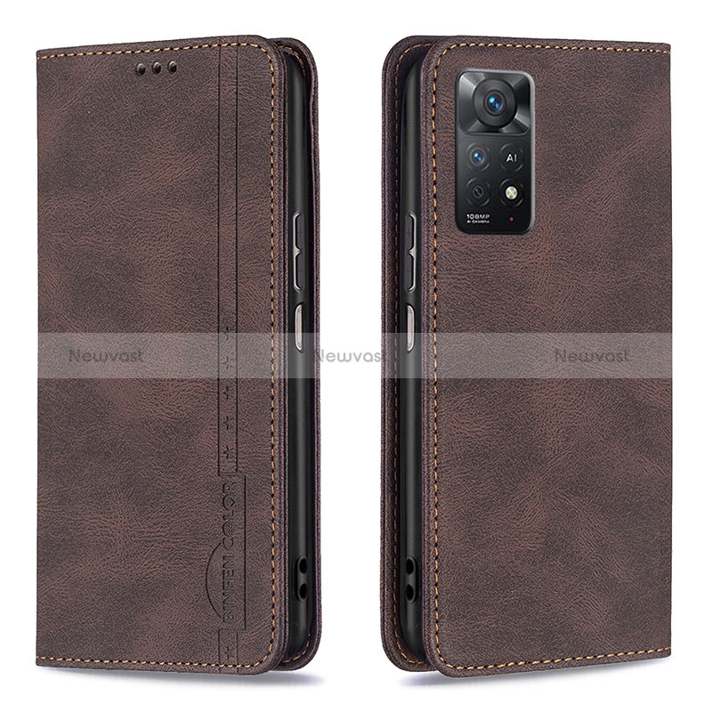 Leather Case Stands Flip Cover Holder B15F for Xiaomi Redmi Note 11 Pro 4G