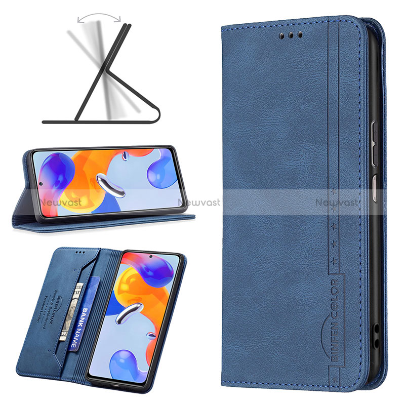 Leather Case Stands Flip Cover Holder B15F for Xiaomi Redmi Note 11 Pro 4G