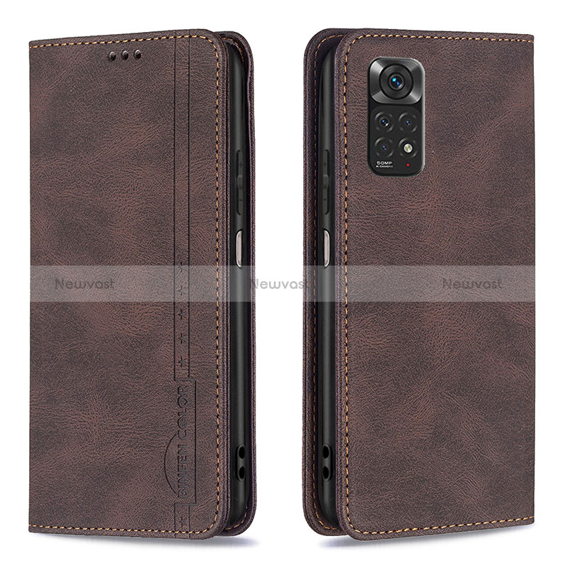 Leather Case Stands Flip Cover Holder B15F for Xiaomi Redmi Note 11S 4G