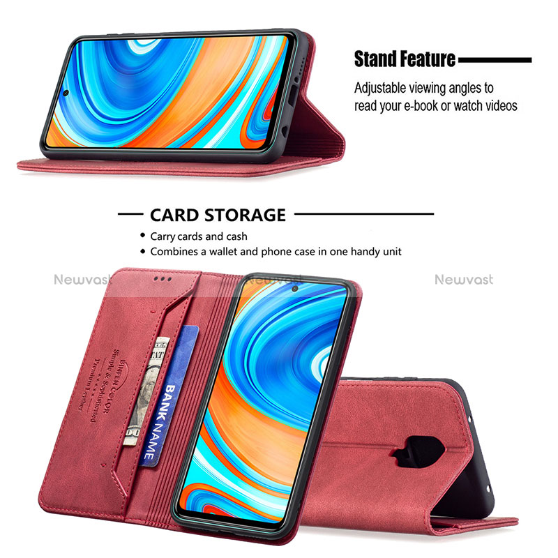 Leather Case Stands Flip Cover Holder B15F for Xiaomi Redmi Note 9S