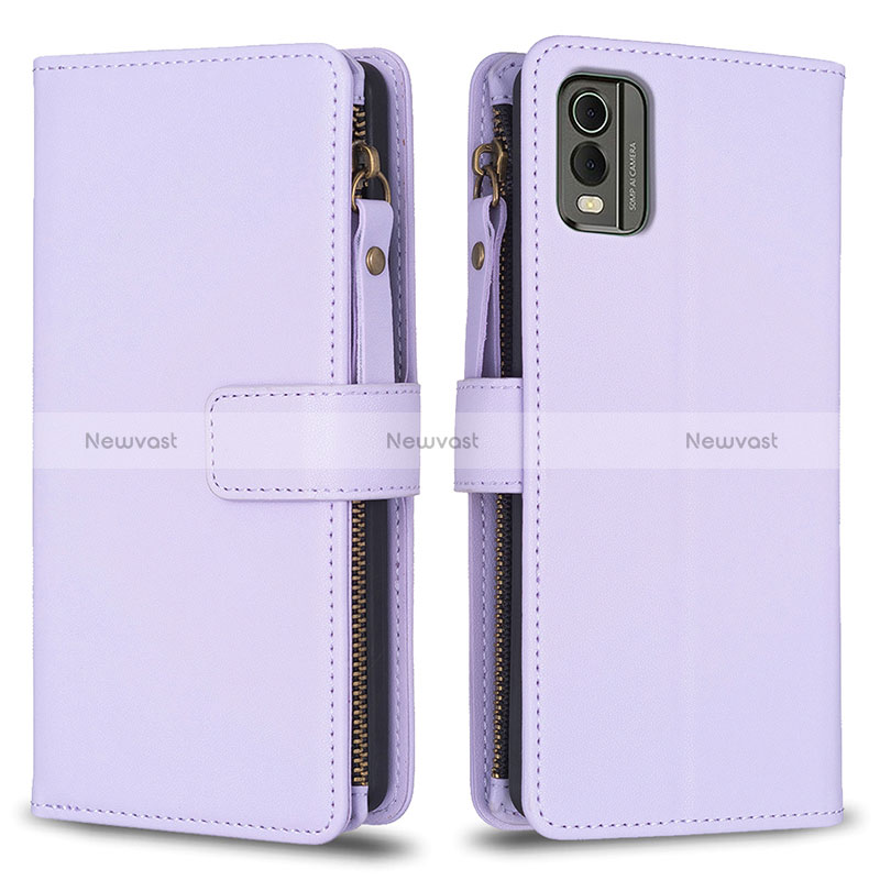 Leather Case Stands Flip Cover Holder B16F for Nokia C210 Clove Purple