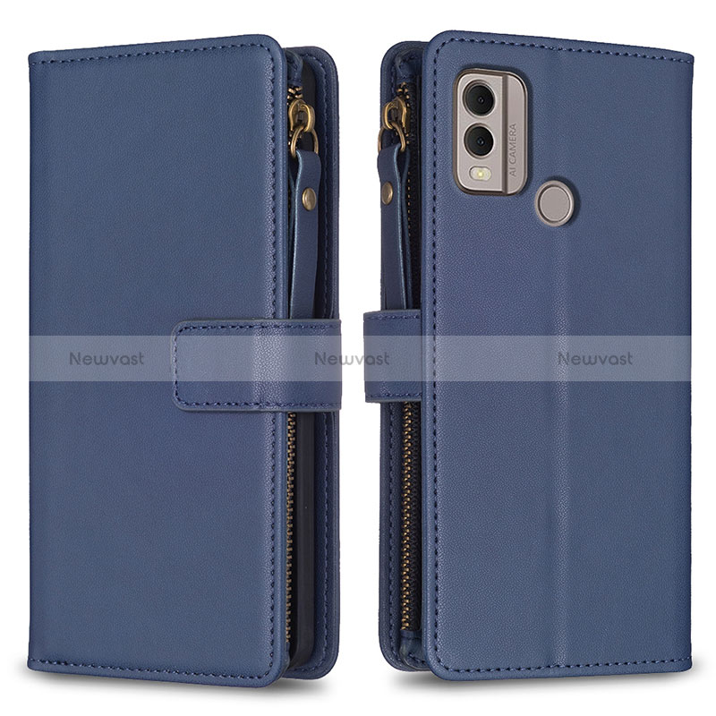 Leather Case Stands Flip Cover Holder B16F for Nokia C22 Blue