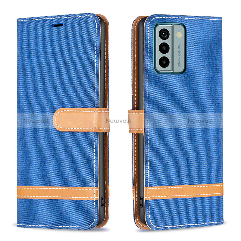 Leather Case Stands Flip Cover Holder B16F for Nokia G22 Blue