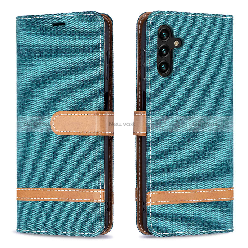 Leather Case Stands Flip Cover Holder B16F for Samsung Galaxy A04s Green