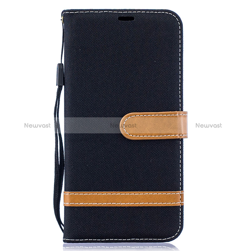 Leather Case Stands Flip Cover Holder B16F for Samsung Galaxy A10 Black
