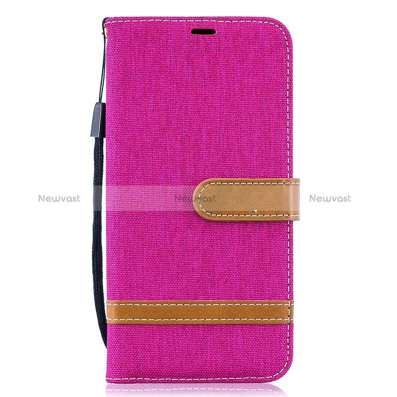 Leather Case Stands Flip Cover Holder B16F for Samsung Galaxy A10 Hot Pink