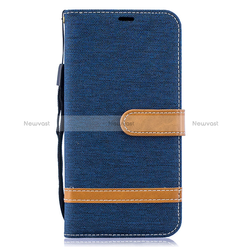 Leather Case Stands Flip Cover Holder B16F for Samsung Galaxy A10 Navy Blue