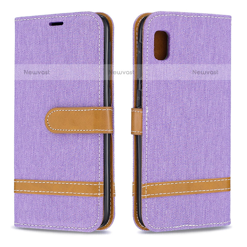 Leather Case Stands Flip Cover Holder B16F for Samsung Galaxy A10e Clove Purple