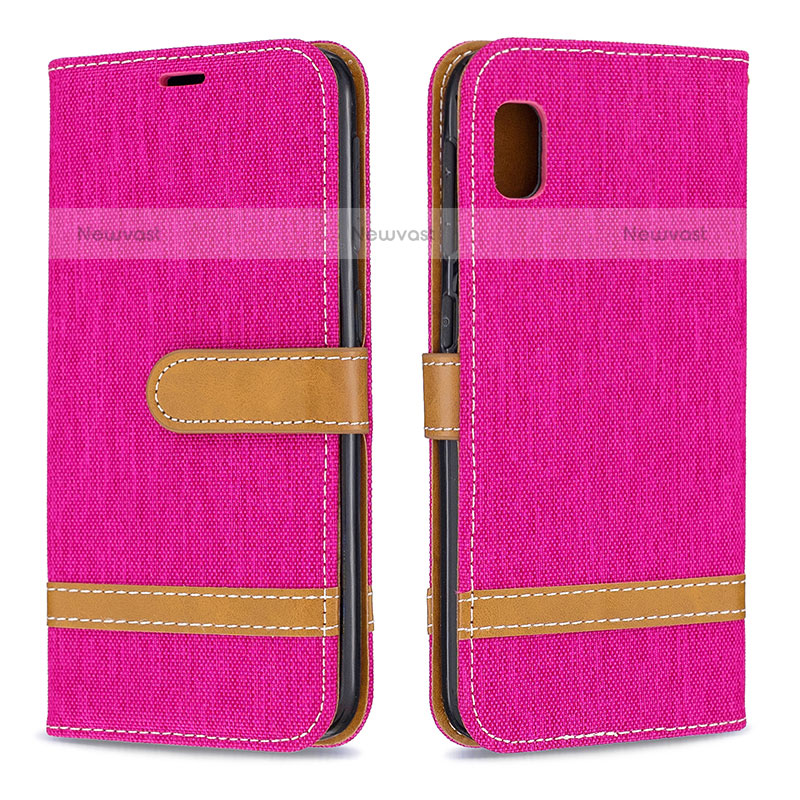 Leather Case Stands Flip Cover Holder B16F for Samsung Galaxy A10e Hot Pink