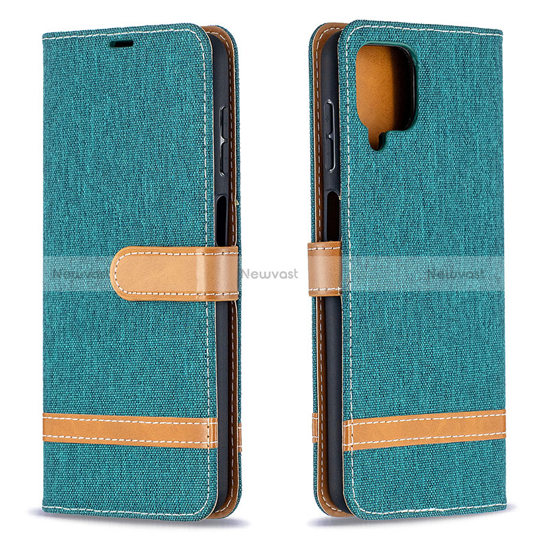 Leather Case Stands Flip Cover Holder B16F for Samsung Galaxy A12 5G Green