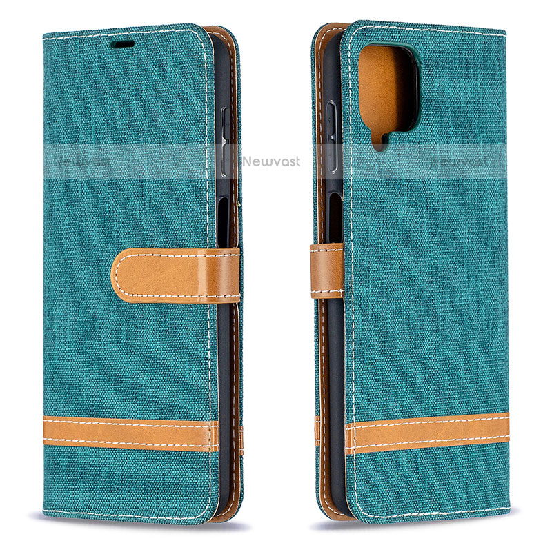 Leather Case Stands Flip Cover Holder B16F for Samsung Galaxy A12 Green