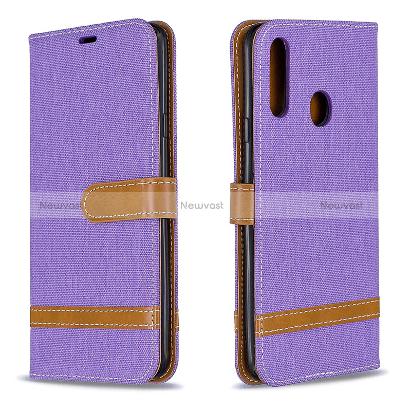 Leather Case Stands Flip Cover Holder B16F for Samsung Galaxy A20s Clove Purple