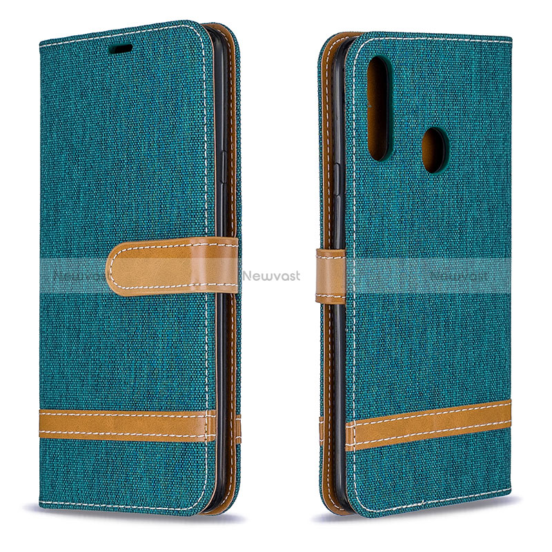 Leather Case Stands Flip Cover Holder B16F for Samsung Galaxy A20s Green