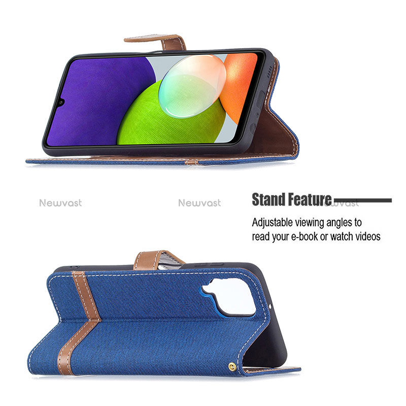 Leather Case Stands Flip Cover Holder B16F for Samsung Galaxy A22 4G