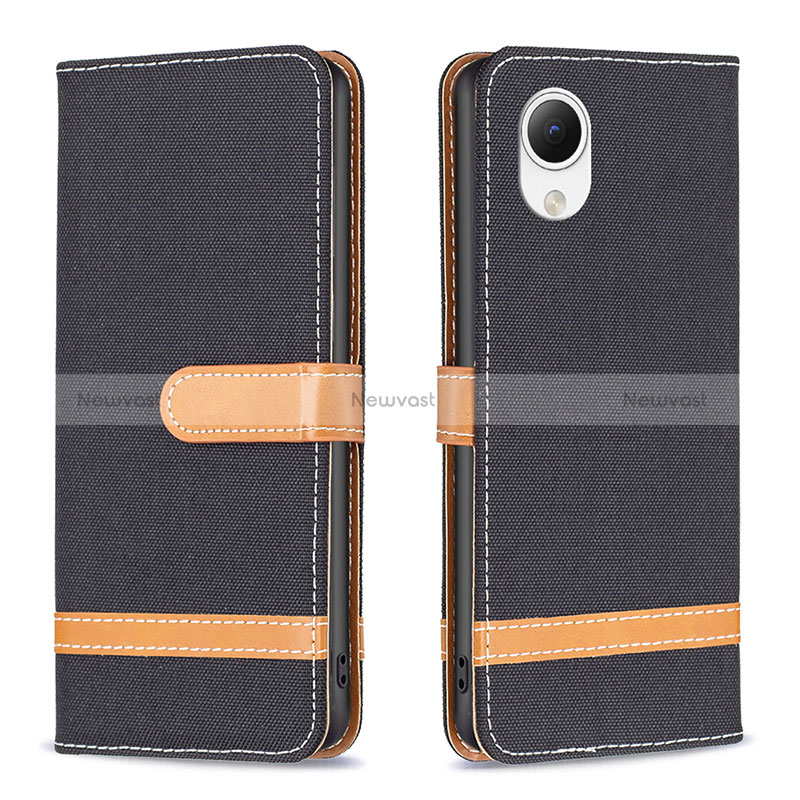 Leather Case Stands Flip Cover Holder B16F for Samsung Galaxy A23 5G SC-56C Black