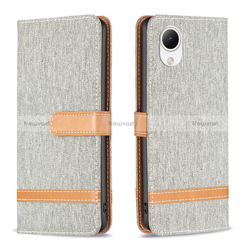 Leather Case Stands Flip Cover Holder B16F for Samsung Galaxy A23 5G SC-56C Gray