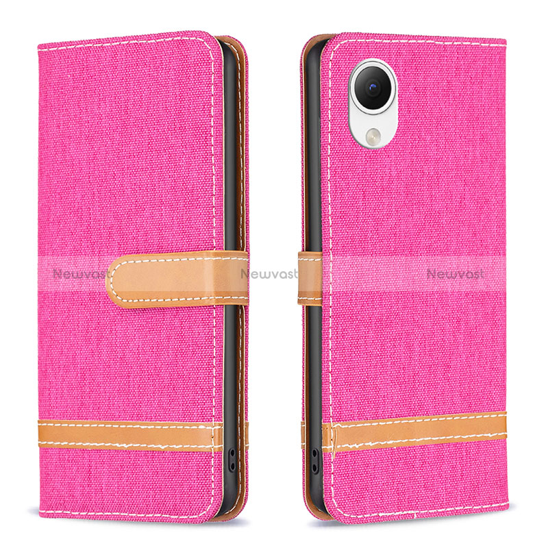 Leather Case Stands Flip Cover Holder B16F for Samsung Galaxy A23s Hot Pink