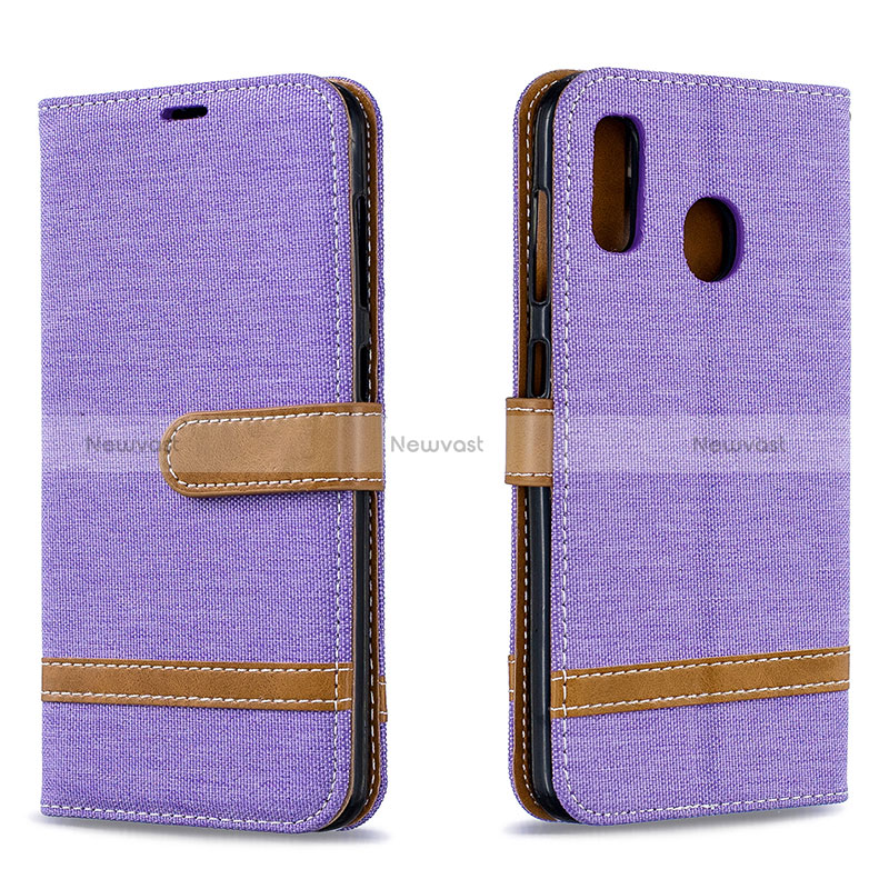 Leather Case Stands Flip Cover Holder B16F for Samsung Galaxy A30 Clove Purple