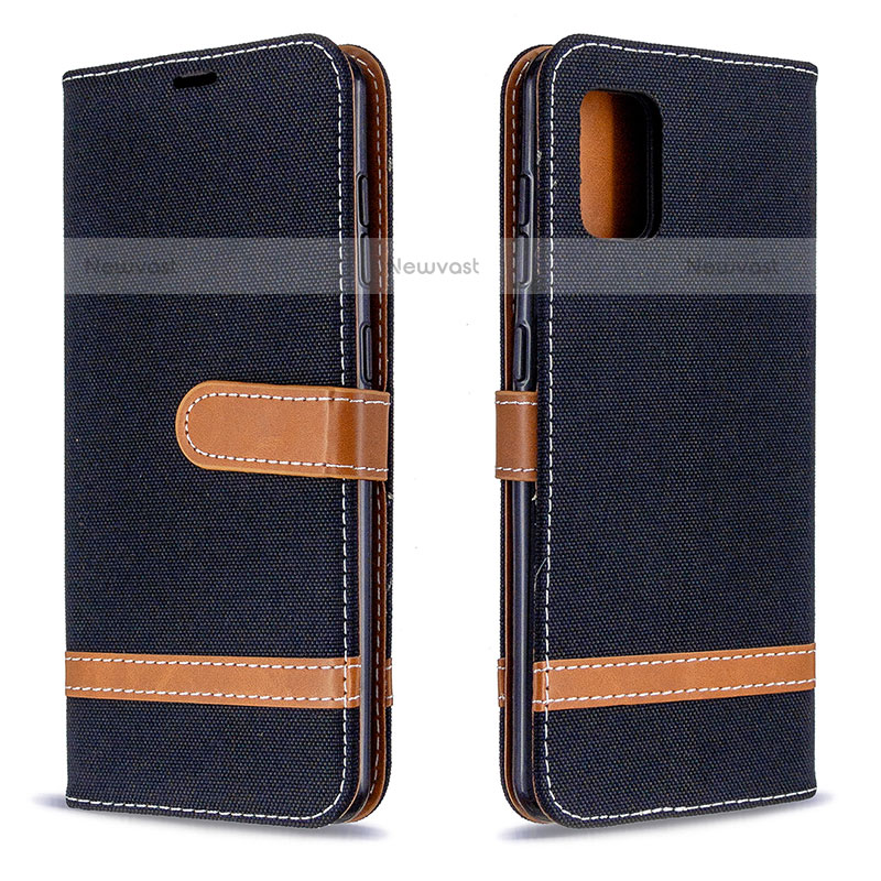 Leather Case Stands Flip Cover Holder B16F for Samsung Galaxy A31 Black