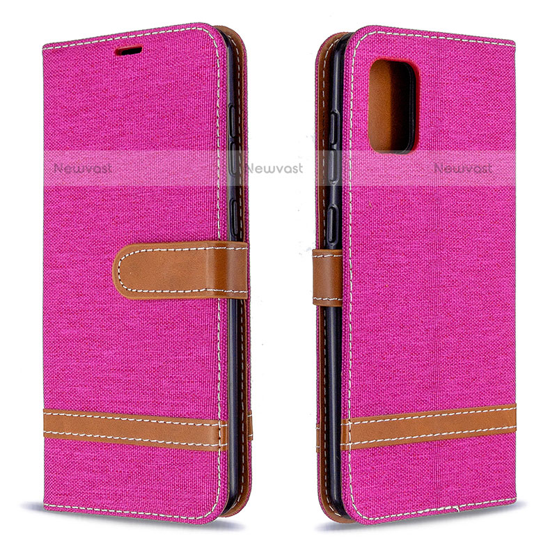 Leather Case Stands Flip Cover Holder B16F for Samsung Galaxy A31 Hot Pink