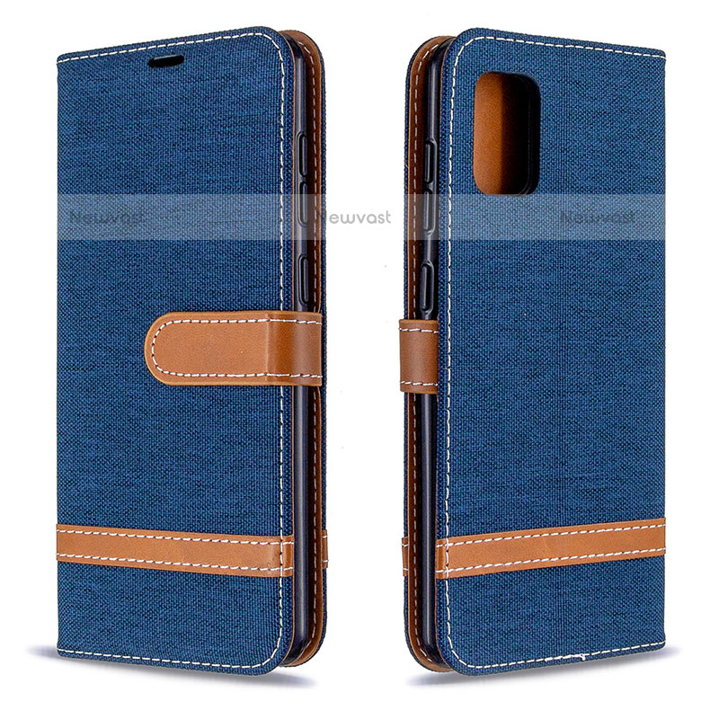 Leather Case Stands Flip Cover Holder B16F for Samsung Galaxy A31 Navy Blue