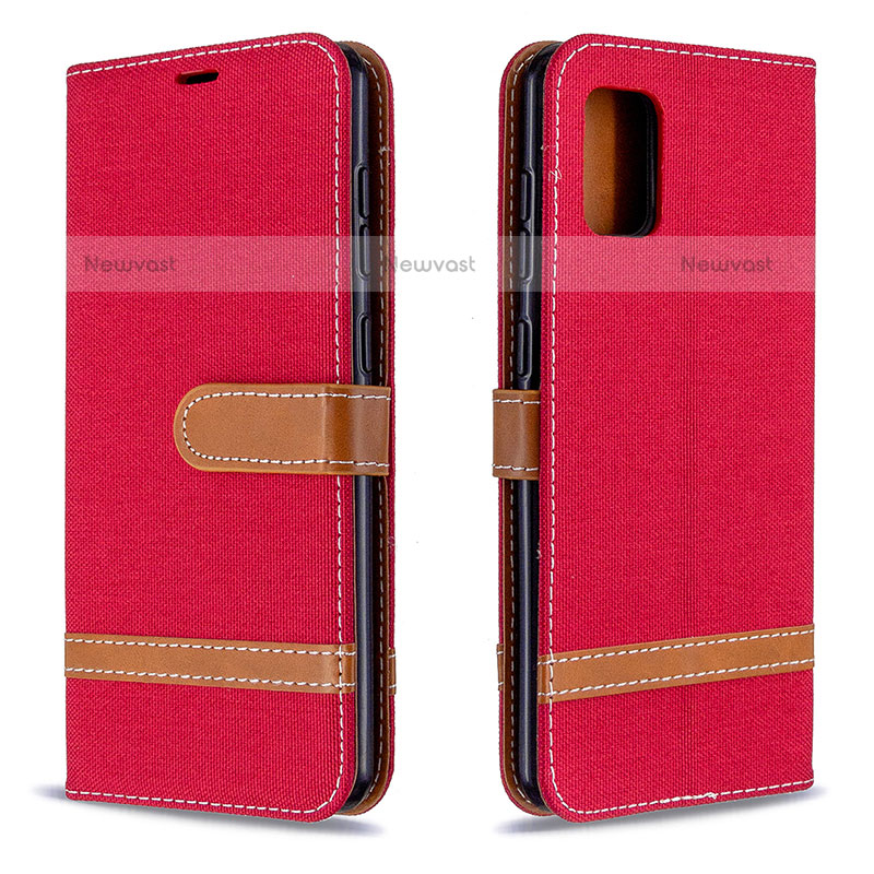 Leather Case Stands Flip Cover Holder B16F for Samsung Galaxy A31 Red