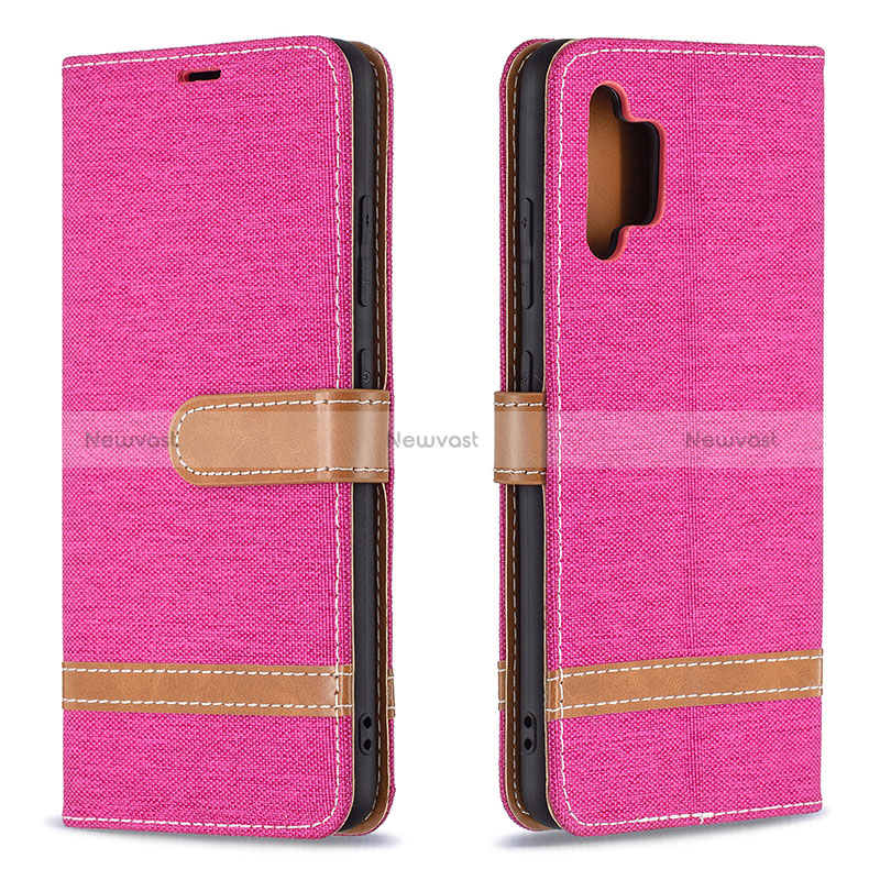 Leather Case Stands Flip Cover Holder B16F for Samsung Galaxy A32 4G Hot Pink