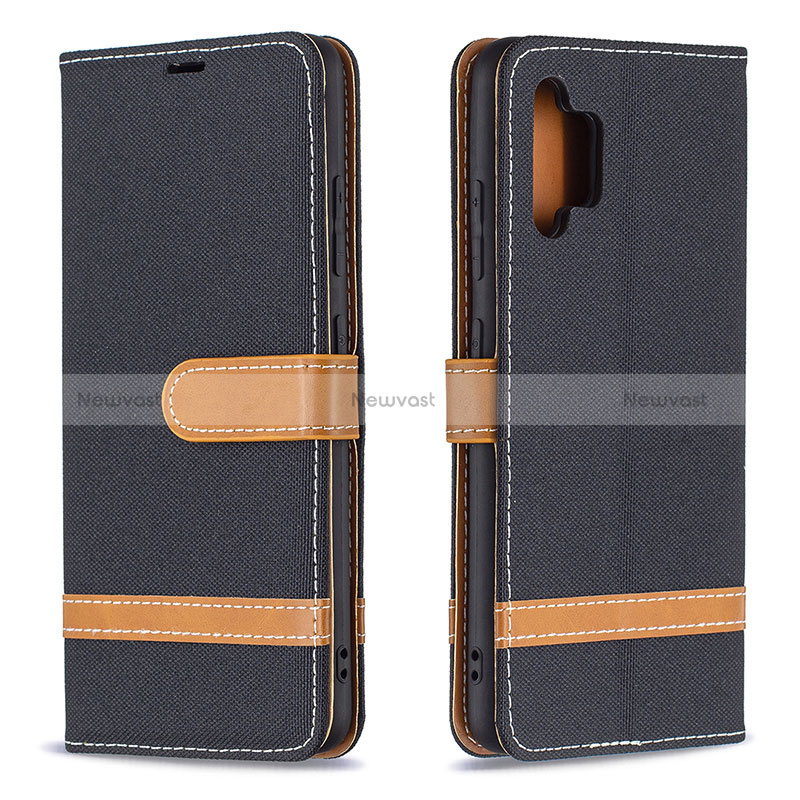 Leather Case Stands Flip Cover Holder B16F for Samsung Galaxy A32 5G Black