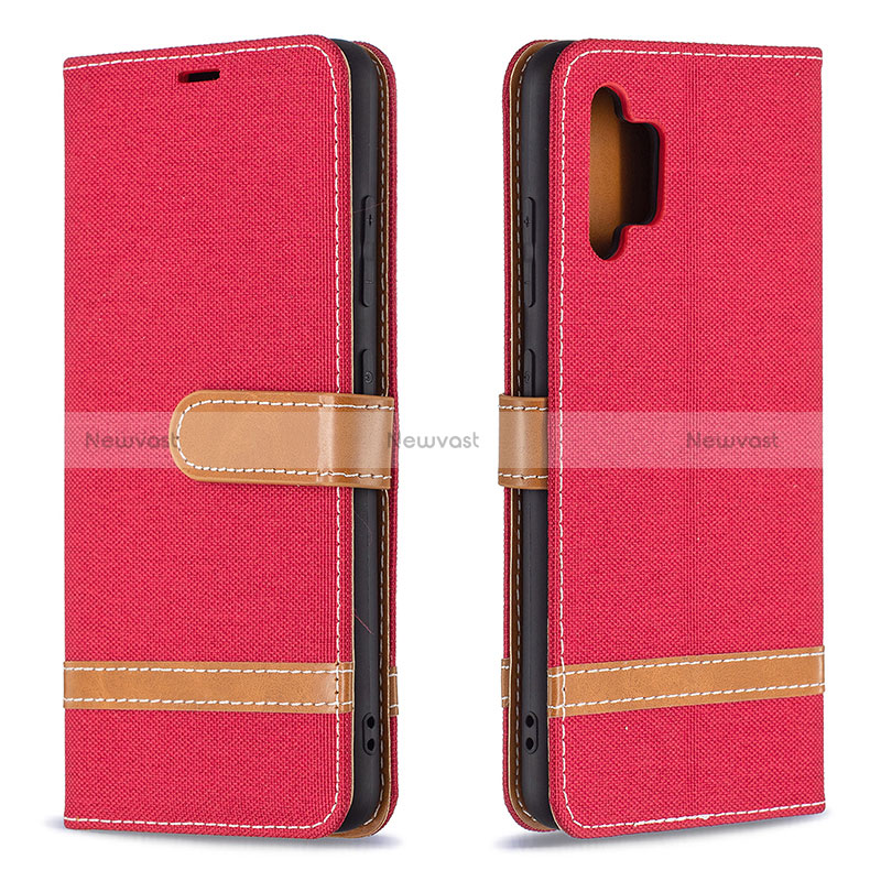 Leather Case Stands Flip Cover Holder B16F for Samsung Galaxy A32 5G Red