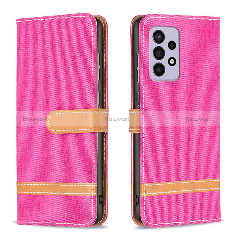 Leather Case Stands Flip Cover Holder B16F for Samsung Galaxy A33 5G Hot Pink