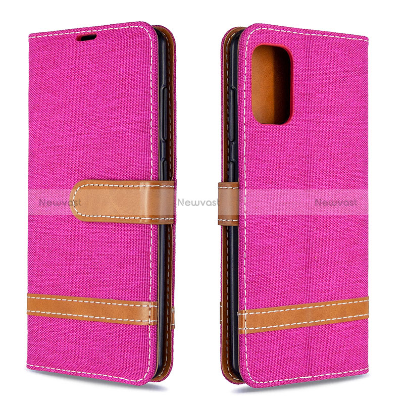 Leather Case Stands Flip Cover Holder B16F for Samsung Galaxy A41 Hot Pink