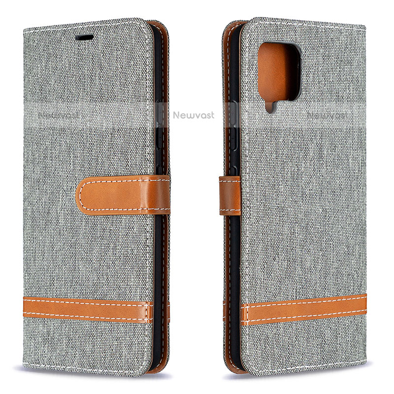 Leather Case Stands Flip Cover Holder B16F for Samsung Galaxy A42 5G Gray