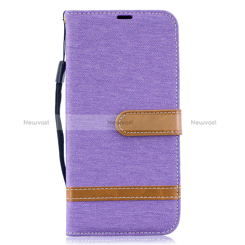 Leather Case Stands Flip Cover Holder B16F for Samsung Galaxy A50S Clove Purple