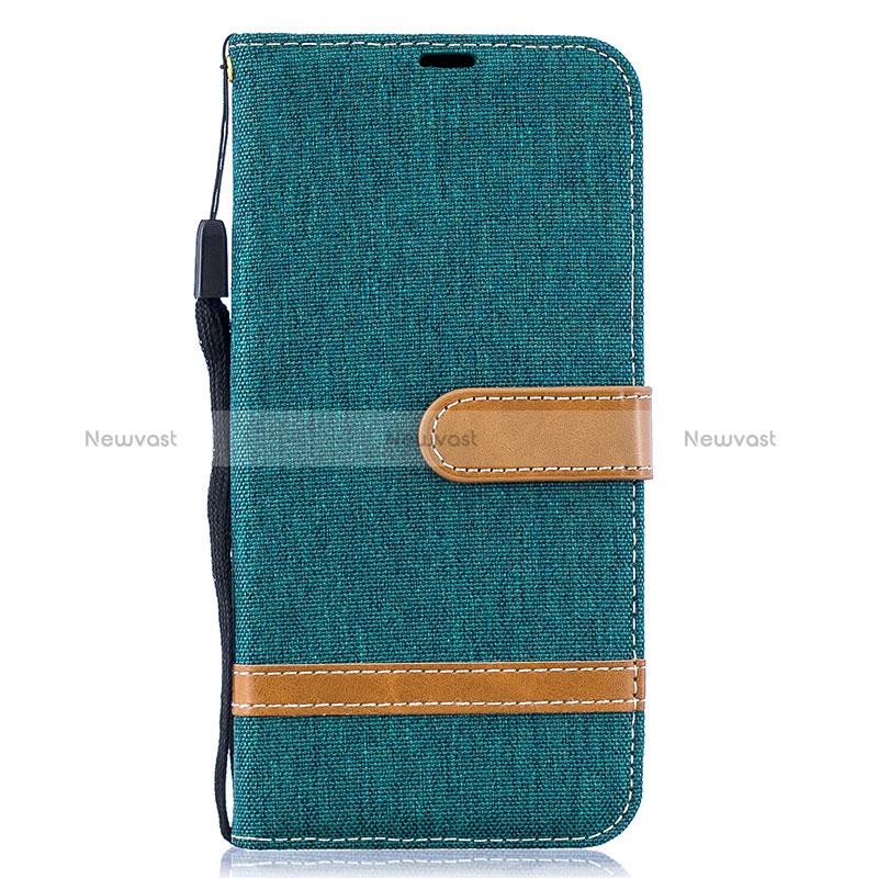 Leather Case Stands Flip Cover Holder B16F for Samsung Galaxy A50S Green