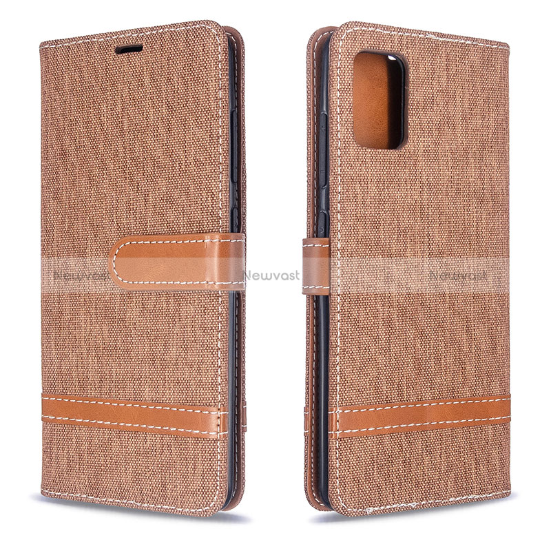 Leather Case Stands Flip Cover Holder B16F for Samsung Galaxy A51 5G Gold