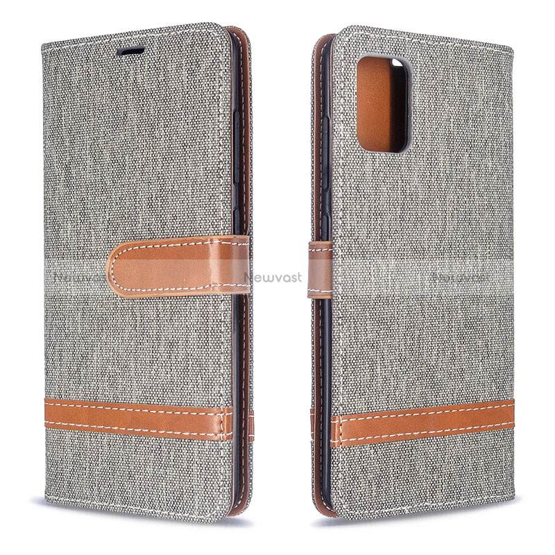 Leather Case Stands Flip Cover Holder B16F for Samsung Galaxy A51 5G Gray