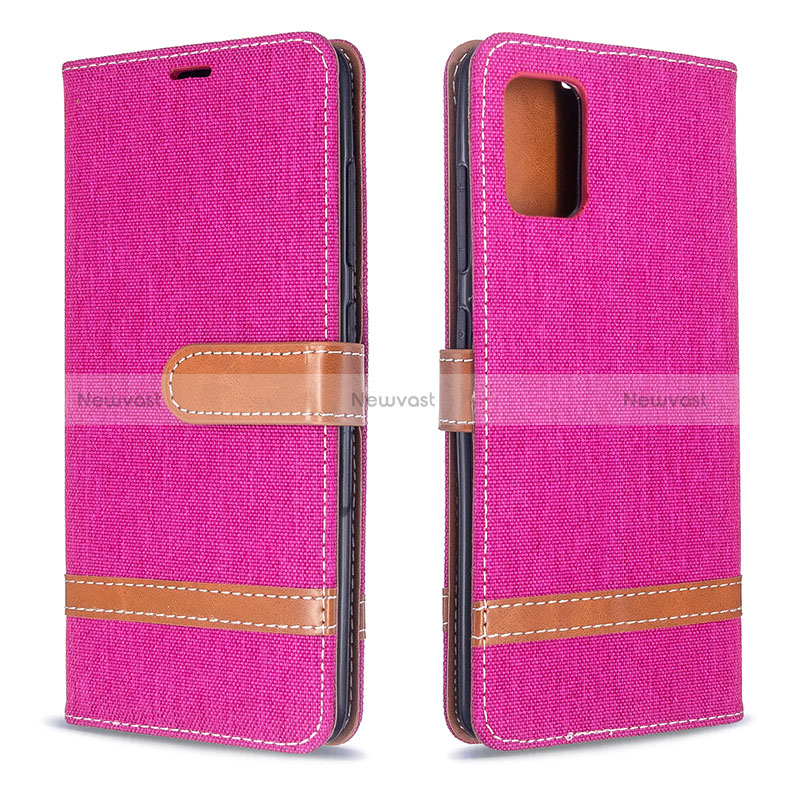 Leather Case Stands Flip Cover Holder B16F for Samsung Galaxy A51 5G Hot Pink