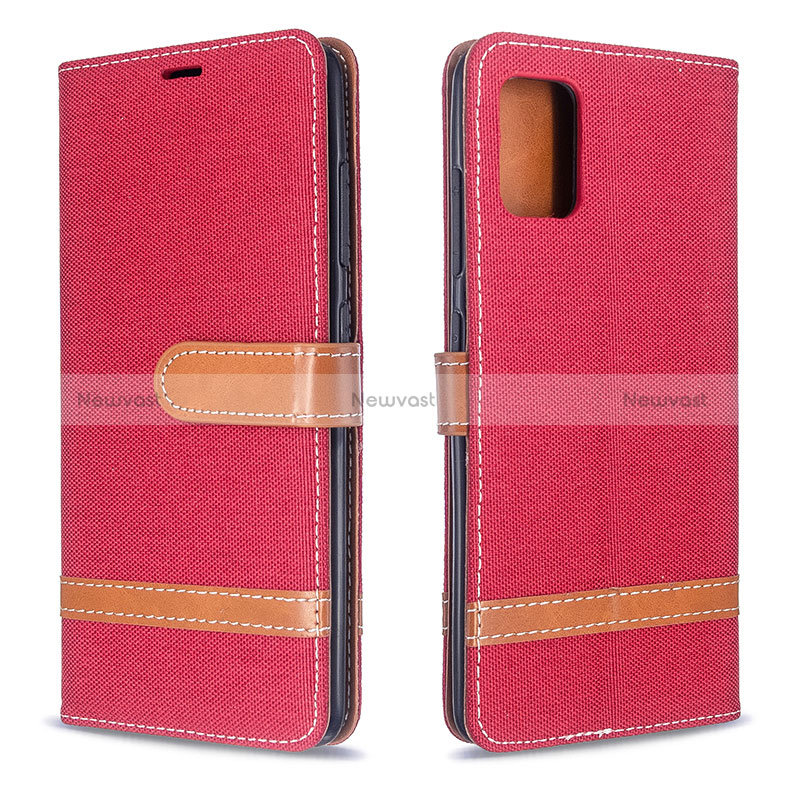 Leather Case Stands Flip Cover Holder B16F for Samsung Galaxy A51 5G Red