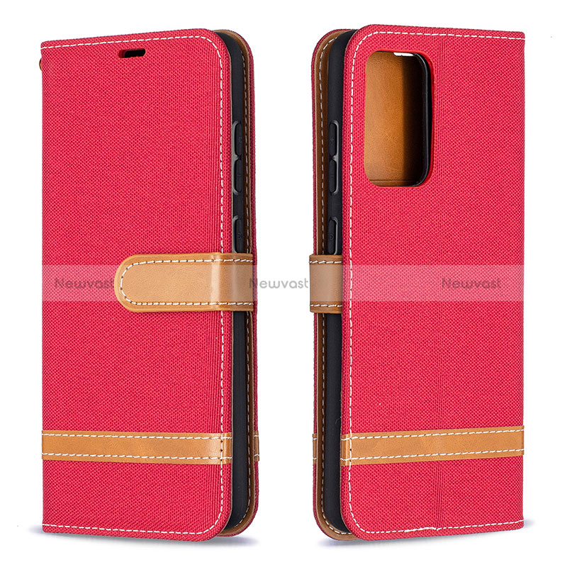 Leather Case Stands Flip Cover Holder B16F for Samsung Galaxy A52 5G Red