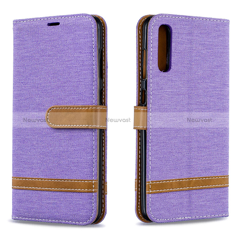 Leather Case Stands Flip Cover Holder B16F for Samsung Galaxy A70 Clove Purple