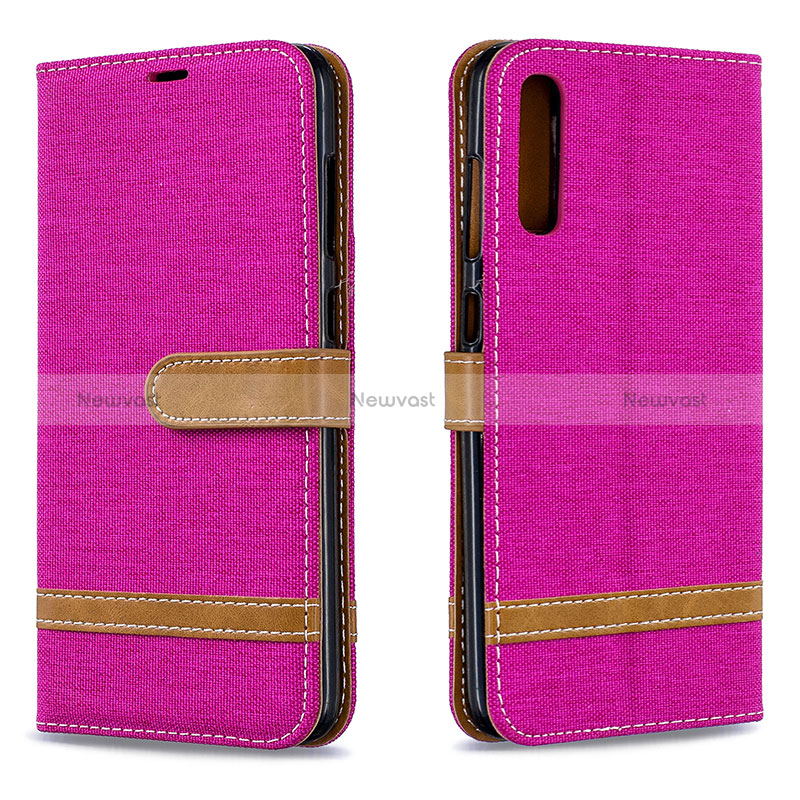 Leather Case Stands Flip Cover Holder B16F for Samsung Galaxy A70S Hot Pink