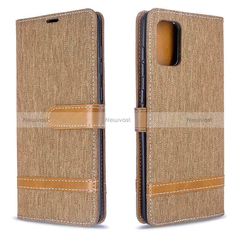 Leather Case Stands Flip Cover Holder B16F for Samsung Galaxy A71 5G Gold