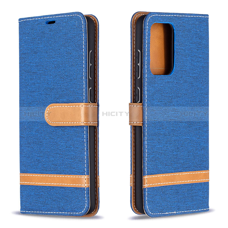 Leather Case Stands Flip Cover Holder B16F for Samsung Galaxy A72 4G Blue