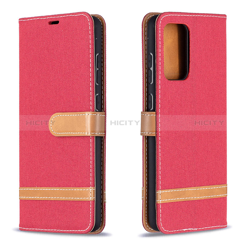 Leather Case Stands Flip Cover Holder B16F for Samsung Galaxy A72 4G Red
