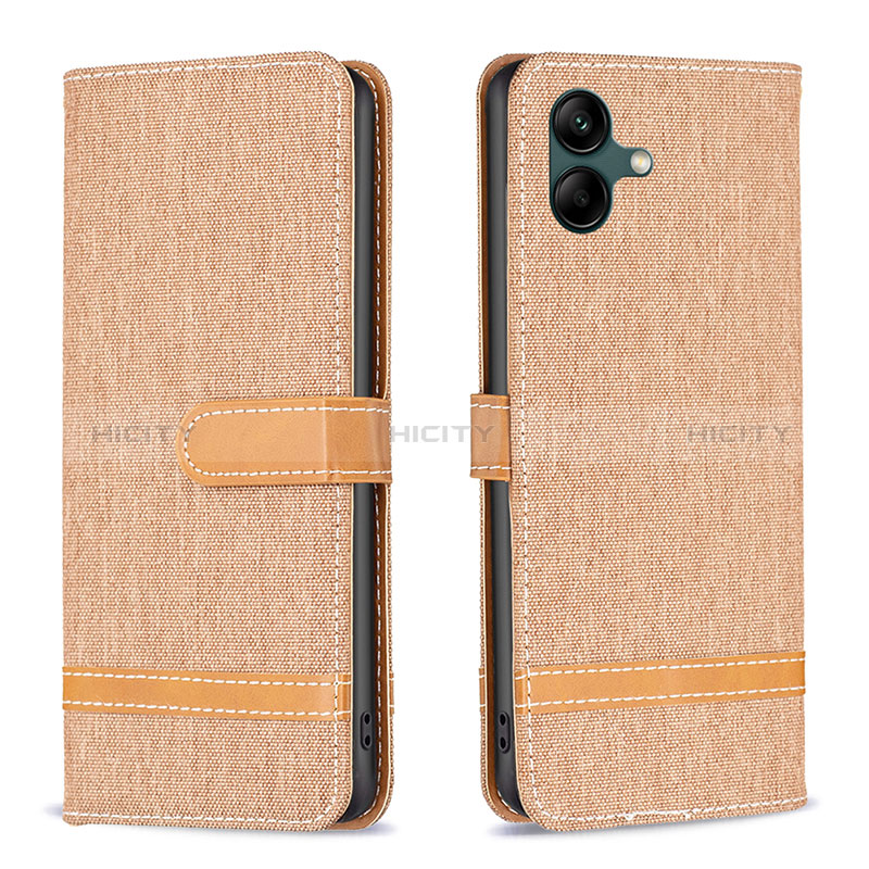 Leather Case Stands Flip Cover Holder B16F for Samsung Galaxy F14 5G Gold