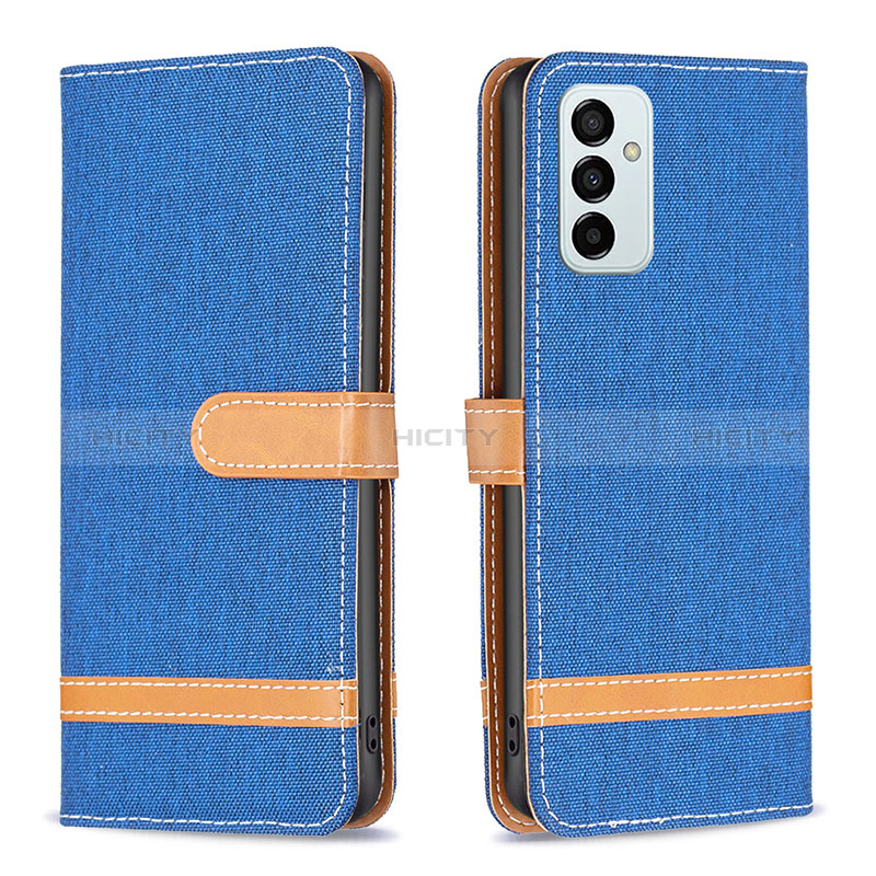 Leather Case Stands Flip Cover Holder B16F for Samsung Galaxy F23 5G Blue